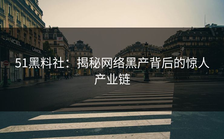51黑料社:揭秘网络黑产背后的惊人产业链 51黑料社:揭秘网络黑产背后的惊人产业链