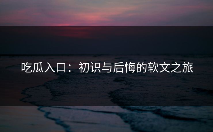吃瓜入口：初识与后悔的软文之旅